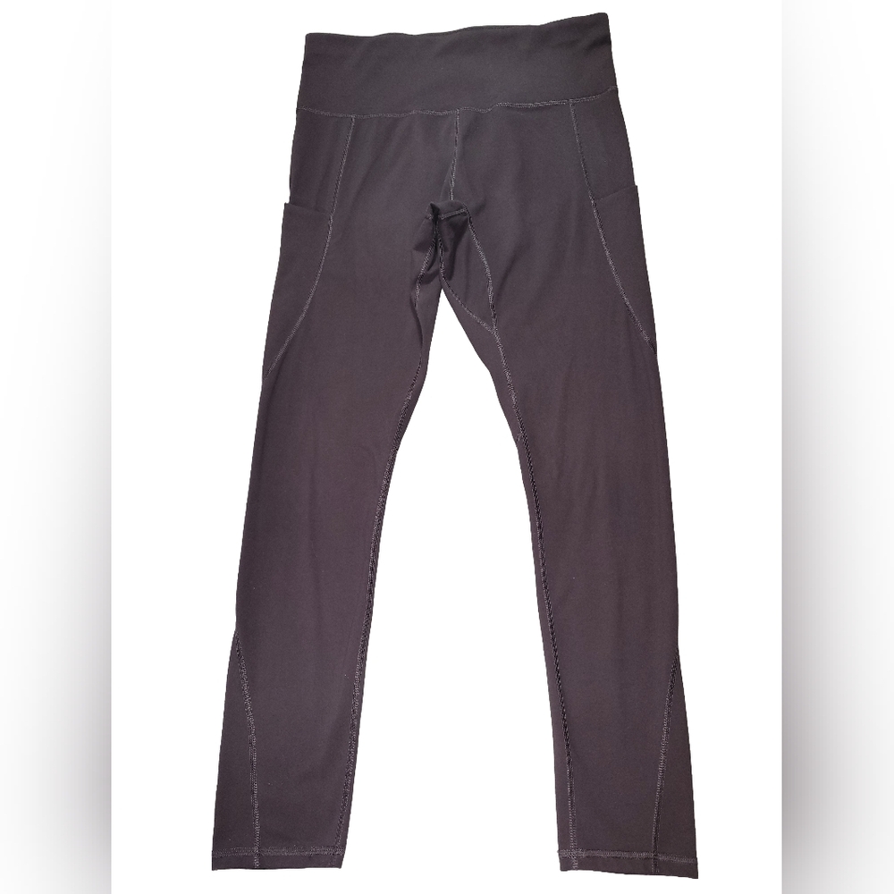 Lingswallow High-waist Gray Yoga Pants Side Pockets Tummy Control Size Med